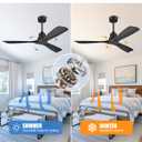 Forrovenco 60 Inch Ceiling Fans With Remote, 3 Wood Blades 60" Matte Black