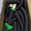 Flexi Hose Expandable Garden Hose with 8 Function Nozzle, 50FT - Lightweight Retractable Garden Hose, Water Hose - No-Kink Flexibility, 3/4 Inch Solid Brass Fittings and Double Latex Core (Black)