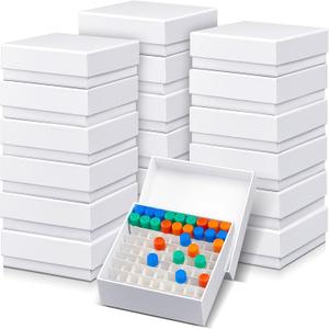 Teenyyou 18 Pcs 81 Wells Cardboard Freezer Box with Lid Lab Microtube Storage Box Water and Ice Resistant Coating 2 Inch Height for 1.5-2.0 ml Micro Centrifuge Tubes Vials Refrigerator, White