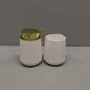 White and Gold Bathroom Accessories 2 Piece Set Plastic Soap Dispenser and Toothbrush Holder for Modern Bathroom Decor