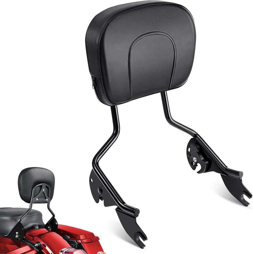 Benlari Passenger Backrest Sissy Bar, Quick Release Rear Detachable Sissy Bar Backrest Compatible with Harley Davidson Street Glide Road King Electra Glide Road Glide 2009-2024, Black