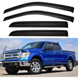 Window Rain Guards for 2009-2014 Ford F150 SuperCrew Cab, Window Vent Wind Deflectors Visors Shades for 09-14 F-150 Crew Cab