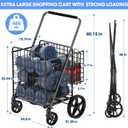 450lbs Capacity Shopping Cart,Upgrade Huge Grocery Cart on Wheels,Heavy Duty Foldable Utility Shopping Carts with Double Basket and 360 Rolling Swivel Wheels for Groceries Laundry Transport 1