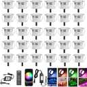 LED Deck Lights Kit, 30pcs 1.22 WiFi Wireless Smart Phone Control Low Voltage Recessed RGB Lamp In-ground Lighting Waterproof Outdoor Yard Path Stair Landscape Decor, Fit for Alexa,Google Home