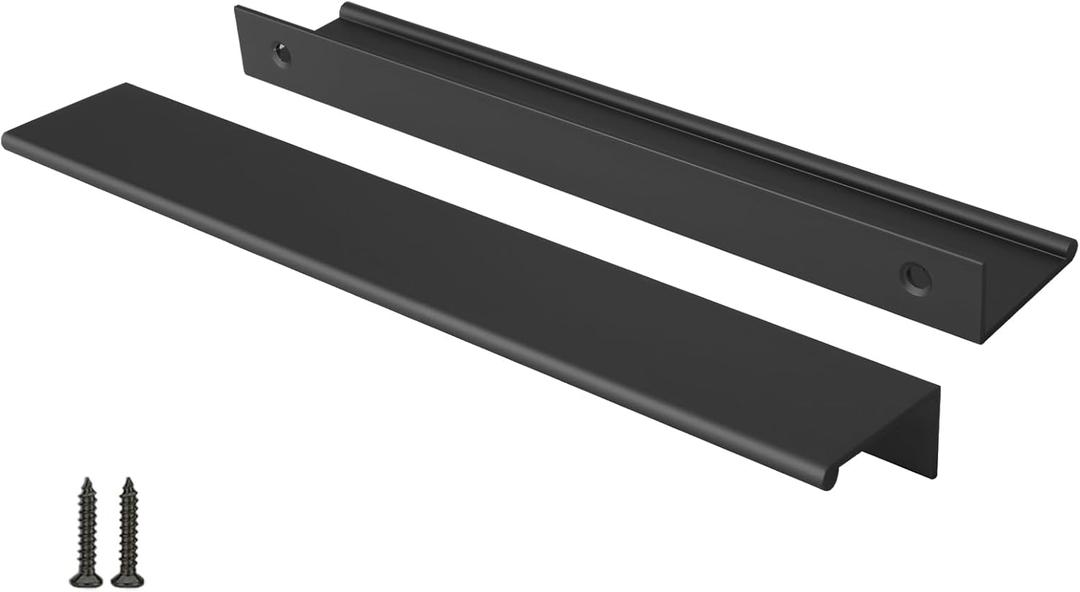 Peaha 10 Pack Kitchen Cabinet Handles 7-1/2 inch Black Pulls for Dresser Drawers Door Edge Finger Pull Aluminum Alloy Hardware