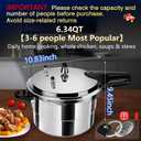 6 Quart Aluminum Pressure Cooker, Heavy Duty Commercial Grade, Fast Cooking, Energy Saving, Safe Locking Lid, Ideal for Canning, Soups, Meats, Beans, Large Family & Restaurant Use