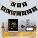 49 Pcs Hot Chocolate Bar Decoration Kit Hot Chocolate Bar Table Signs, Folding Labels, Large Black Gold Coffee Cup Tags Stickers,Cocoa Banner, Party Supplies for Christmas, New Year, Chocolate Party