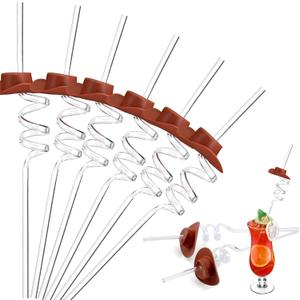 Umigy 24 Pcs Mini Western Cowboy Hat Straw 70s Decorative Cowgirl Straws Bachelorette Rodeo Party Favors Western Party Decorations for Cowboy Birthday Juice Milk Drinks(Brown)