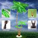 OUSHENG Lighted Palm Tree Bar Outdoor Christmas Decorations Decor, Light Up LED Artificial Fake Faux Trees Lights for Outside Patio Yard Pool Porch Deck Party Tropical, 7FT