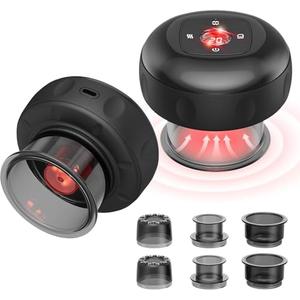 Gnortz 7-in-1 Electric Cupping Set, 12 Levels Cupping Kit for Massage Therapy for Targeted Pain Relief, Knots, Aches, Muscle Soreness - 2Pcs(Black)