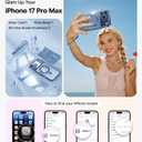Meifigno Designed for iPhone 17 Pro Max Case 6.9", [Glitter Card & Wrist Strap] [Compatible with MagSafe] [2X HD Screen Protectors] Surround Raised Lens Protection for 17 ProMax Phone Case, Deep Blue