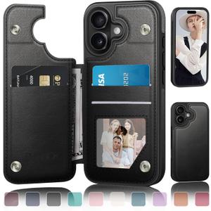 DJDUCK Designed for iPhone 17 Case Wallet with Card Holder, [Magnetic Clasp Cover] [RFID Blocking Leather Protection] Shockproof Women Men Cases 6.3 Inch for Apple 17 Black