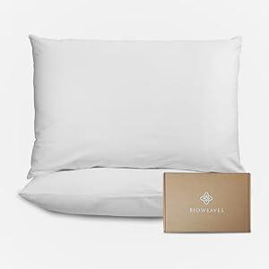 Bioweaves Organic Cotton Jersey Knit Waterproof Pillow Protector Covers with Zipper Closure â€“ GOTS Certified Soft & Quite Pillow Encasement â€“ King Size, 20 x 36 inches, Set of 2
