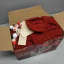 Minetom Personalized Christmas Stockings - 18” Large Knitted Xmas Stocking with DIY Snowman Wooden Name Tag, 6 Pack Hanging Family Stockings for Kids Mantels Christmas Holiday Decor, Red and White