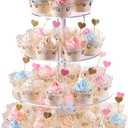 Cupcake Stand, 4Tier Round Acrylic Cupcake Display Stand Dessert Tower Pastry Stand for Wedding Birthday Theme Party 15.7 Inches (Transparent)
