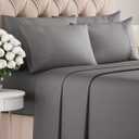 CGK Linens King 6 Piece Sheet Set - Cooling Sheets for Hot Sleepers - Hotel Luxury Bedding Set w/ 8-16 Inch Deep Pockets - 1 Flat & 1 Fitted & 4 Pillowcases - Soft, Comfy & Wrinkle Free - Dark Grey