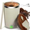 Self Stirring Coffee Mug: 13oz Magnetic Self Stirring Cup with Lid - Rechargeable Stainless Steel Electric Mixing Mug with Silicone Straw for Milk/Cocoa/Office/Kitchen/Travel Perfect Gifts