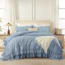 Andency Grayish Blue California King Comforter Set, 3 Pieces Farmhouse Shabby Chic Bedding Comforter Sets, Lightweight Fluffy Soft Polyester All Season Bed Set(104x96In Comforter)