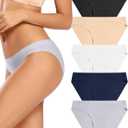 voenxe Women Bikini Underwear,Seamless Breathable Ladies Panties,No Show Comfortable Briefs Undies for Women,Hipster,5-Pack (Medium)