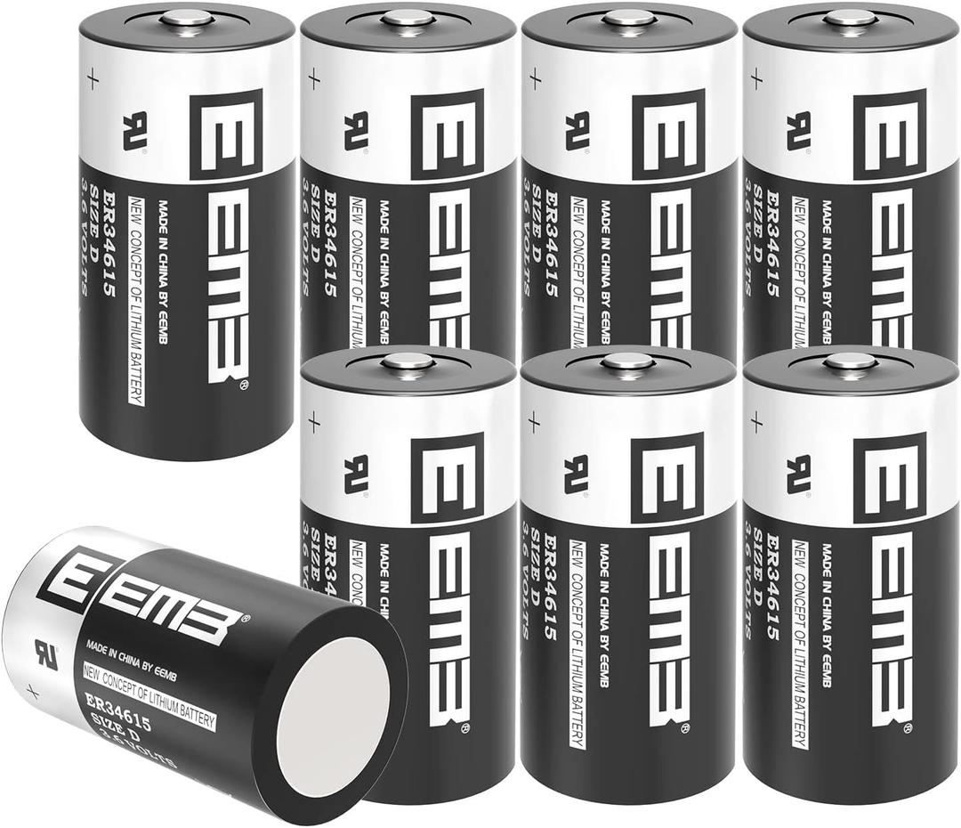 EEMB 8Pack ER34615 D Cell Batteries 3.6V Lithium Battery 19Ah Li-SOCL Non-Rechargeable Battery LS-33600 SB-D02 XL-205F for CNC Machine Tool, Injection Molding Machine,Printing Machine,Meter,Clock