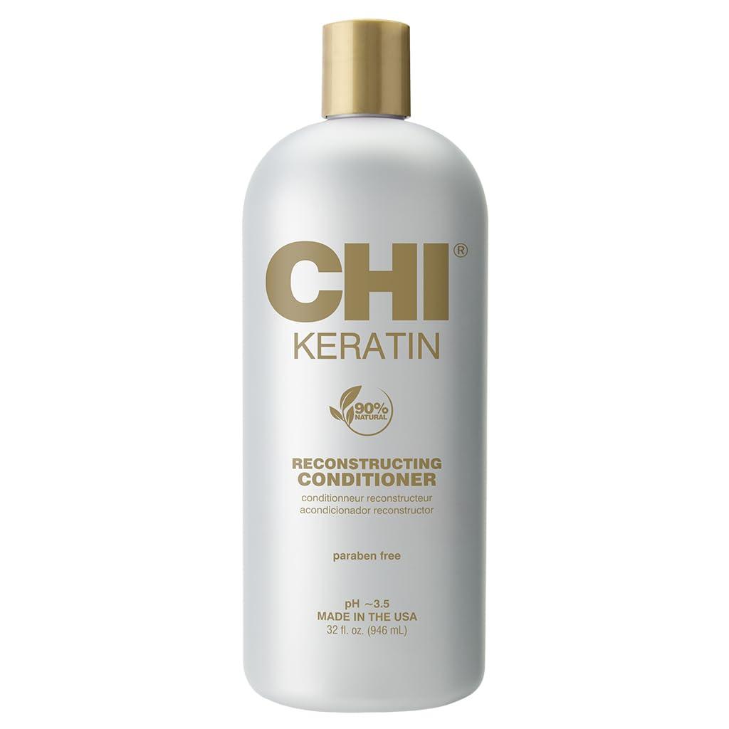 CHI Keratin Reconstructing Conditioner, Delivers Healthier Hair, Adds Shine & Helps Prevent Future Breakage, Sulfate, Paraben, & Cruelty-Free, 32 Oz (32 Fl Oz (Pack of 1))