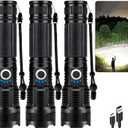 3 Pack Rechargeable Flashlight High Lumens, 99,000 Lumens Super Bright LED Flashlights with Adjustable Focus, 5 Modes, IPX7 Waterproof Powerful Flashlight for Camping, Hiking, Home