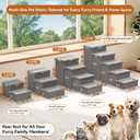 Zerbuger Dog Stairs with Storage 23" H, 4-Step Wider Dog Steps for High Beds Window, Folding Sturdy Pet Stairs Gift for Injured Old Dogs Cats, Ramp for Climbing Car Up to 200 lbs,(Gray, No Condo)
