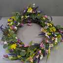 J'FLORU Spring Wreath 24 Inch Summer Wreaths for Front Door Artificial Flower Wreath with Daisy and Lavender for Indoor Outdoor and Easter Celebration