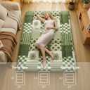 XICIKIN 2.5" Japanese Floor Mattress, Foldable Floor Mattress with Machine Washable Cover Japanese Futon for Living Room, Camping, Guest Room (Green Checkerboard, Twin), Twin（80" x 39"）