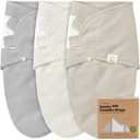 3-Pack Organic Swaddles for Newborns, Baby Sleep Sacks 0-3 Months - Baby Swaddle Wrap, Newborn Wearable Blanket, Infant Sleep Sack for Girls, Boys, Soft & Snug, Large Hook & Loop Closure (Granite)