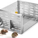 Qualirey 1 Pack Humane Rat Trap with Double Opening One-Way Door 12 x 9 x 6 Inch Automatic Chipmunk Rodent Small Mouse Trap Cage No Kill Animal Live Squirrel Rat for Indoor Outdoor Use