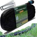 2025 Flat Soaker Hose 50 ft with Stakes for Garden, 50ft Linkable Drip Hose Diy Garden Irrigation System Saving 80% Water, Dual-layer Leak-free Design Water Hose with Holes