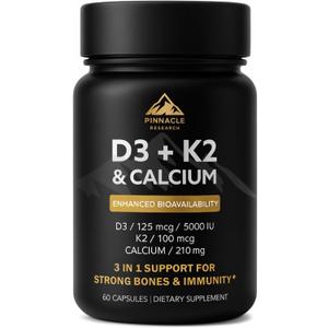 Vitamin D3 K2 Calcium - Bone Heart Muscle Support 5000 IU, BBD 04/2027