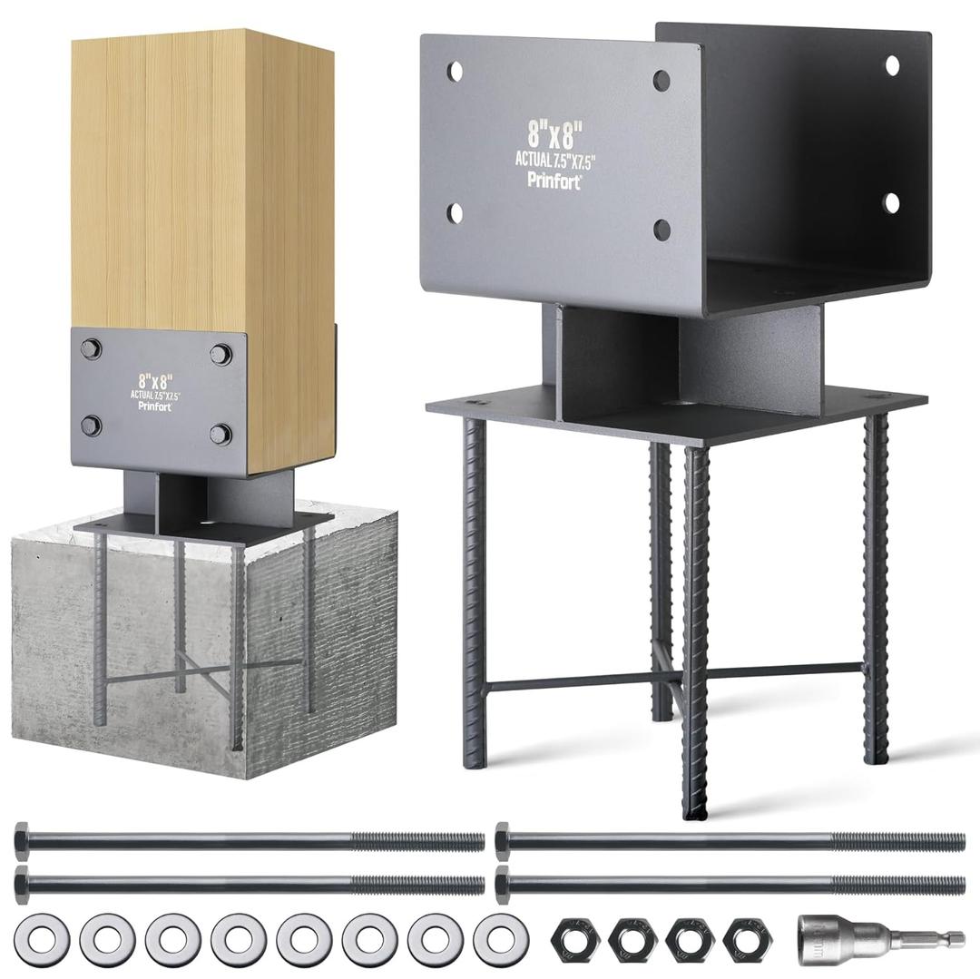 Stainless Steel 8"x8"(Actual 7.5"x7.5") Post Base Bracket Concrete, Wet Set Concrete Post Anchor Bracket Heavy Duty 1Pack