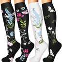 Iseasoo 4 Pairs Compression Socks for Women Circulation-Best Support for Nurses, Running, Athletic, Travel, L-XL