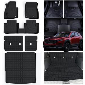Floor Mats for 2025 2026 Mazda CX-50 (Only for Hybrid) & Cargo Mat & Backrest Mat,TPE All Weather Protection for CX50 Car Full Set Liner Covering The Backrest Accessories