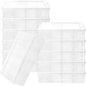 12 PCS 8 Grids Plastic Organizer Box,Clear Compartment Snackle Box Container, Small Snack Platters with Adjustable Dividers for Snack Candy Bead Button Small Parts