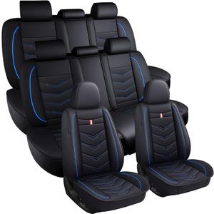 Car Seat Covers 8 Seats for Honda Pilot 2003-2026, Waterproof Durable Leather Vehicle Cushion Covers, Breathable Full Coverage Seat Protector(Standard,Black Blue)