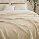 EMME Cotton Muslin Blanket Twin XL - 66"x90" Lightweight Breathable Light Tan Layering Bedspread Coverlet All Season Gauze