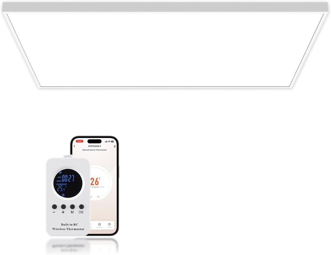 Space Heater for Indoor Use 1000W, Infrared Heating Panel, Ceiling type, 7-Day Programmable, App/Remote Control, Zero Noise Operation, Safe Rapid Heating