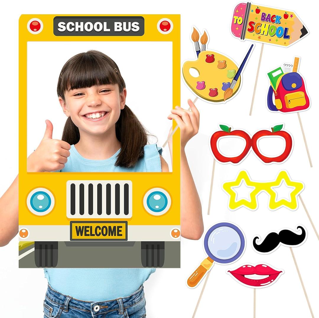 2 x Back to School Decorations, First Day of School Photo Prop, Photo Booth Props for First Day of Welcome Back to School Party Supplies (Yellow)