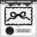 Tinideya Black Bow Bathroom Rug 16" x 24" Scalloped Bow Bath Mat Non Slip Cute Coquette Aesthetic Carpet Preppy Room Decor Microfiber Absorbent Mat for Mother's Day Bathtub Shower Bedroom Gift
