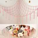 Stuffed Animal Storage Hammock Corner Net - Pink Room Christmas Decor for Teen Girls - Toys Storage Hanging Stuff Animal Organizer Holder Cute Stuff - Boho Nursery Dorm Bedoom Decor Aesthetic, 41.5"L x 55.2"W x 41.5"H