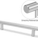 Flexzion 1 Pack Kitchen Cabinet Handles Silver Drawer Pulls 20 inch, 12.5 inch Hole Center, Stainless Steel T Bar with Satin Brushed Nickel, Hardware for Kitchen Cupboard Door Bathroom Furniture