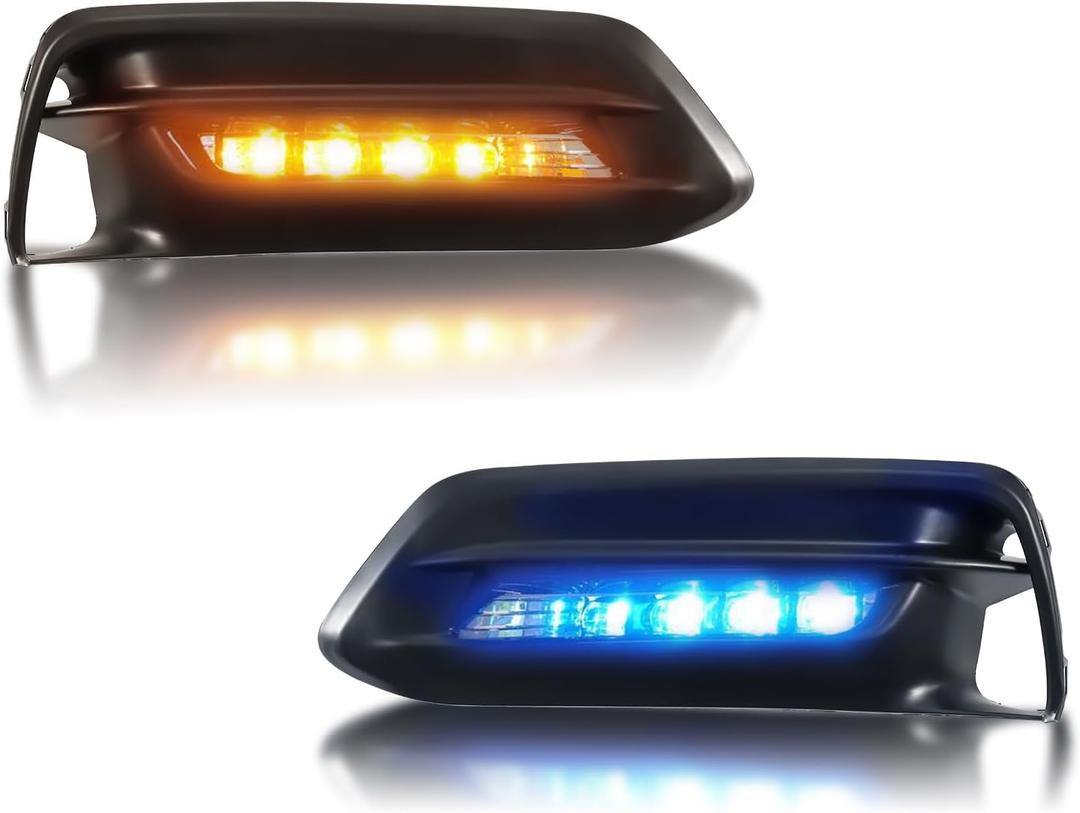 LED Fog Lights Daytime Running Light for Honda Accord 2018-2020 Switchback White/Amber/Blue Turn Signal Lamps