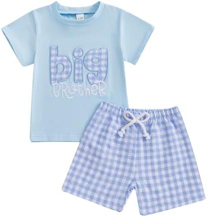 jiranqhc Big Sister Little Brother Outfit Newborn Short Sleeve TShirt Shorts Toddler Summer Clothes Sibling Matching Outfits 4-5 Y