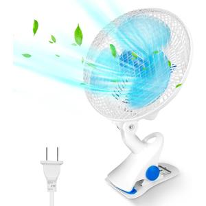 TeqHome 8.6" Clip On Fan, Portable Quiet Clamp Fan w/2 Speed, Auto Oscillation Personal Table Fan with Sturdy Clamp for Home Office Desk OutdoorCamping Travel w/ 3.94FT Cord