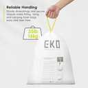 EKO 13 Gallon / 40-60 Liter,110 Count Drawstring Trash Bags, Extra-Strong Unscented Garbage Bags, Easy-Dispense Roll for Kitchen & Household Use, Resists Tears, Leaks and Punctures, Code F, White