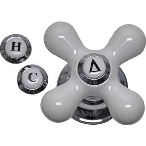 Danco 46004 Cross-Arm Tub/Shower & Sink Faucet Handle, Fits 2-3 Handle Faucets, DOES NOT FIT DELTA & MOEN FAUCETS, Chrome/White Porcelain, 2.25 H (Pack of 1)