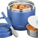 wiwens Thermo Food Jar for Hot Food Adults 32OZ Soup Thermo Lunch Containers Wide Mouth Vacuum Insulated Stainless Steel Leakproof Bento Box with Spoon (Blue)